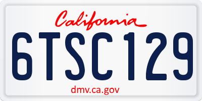 CA license plate 6TSC129
