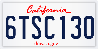 CA license plate 6TSC130