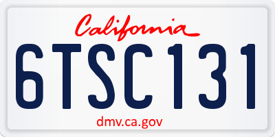 CA license plate 6TSC131