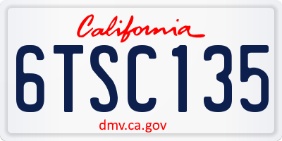 CA license plate 6TSC135