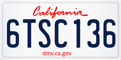 CA license plate 6TSC136