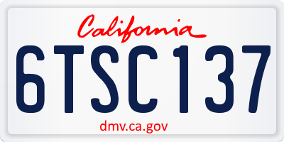 CA license plate 6TSC137