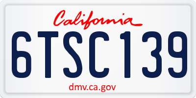 CA license plate 6TSC139