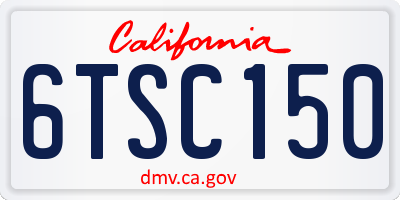 CA license plate 6TSC150