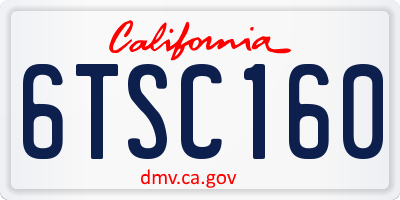 CA license plate 6TSC160