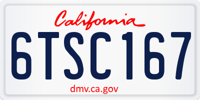 CA license plate 6TSC167