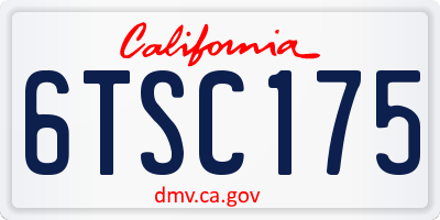 CA license plate 6TSC175