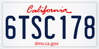 CA license plate 6TSC178
