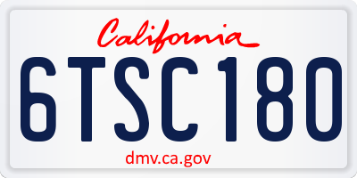 CA license plate 6TSC180