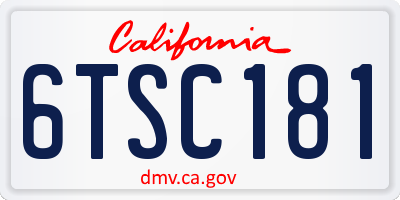 CA license plate 6TSC181