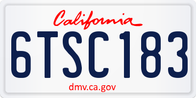CA license plate 6TSC183