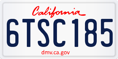CA license plate 6TSC185