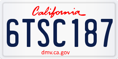 CA license plate 6TSC187