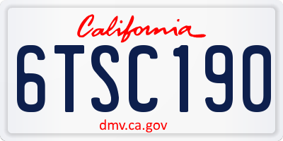 CA license plate 6TSC190