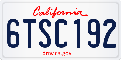 CA license plate 6TSC192