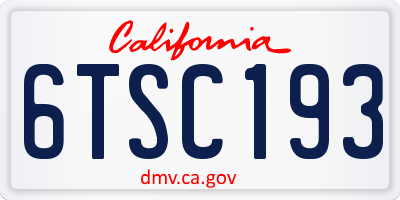 CA license plate 6TSC193