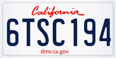 CA license plate 6TSC194