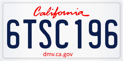 CA license plate 6TSC196