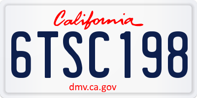 CA license plate 6TSC198