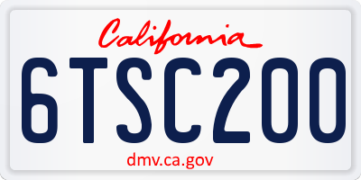 CA license plate 6TSC200