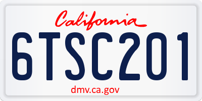 CA license plate 6TSC201