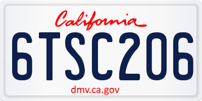 CA license plate 6TSC206