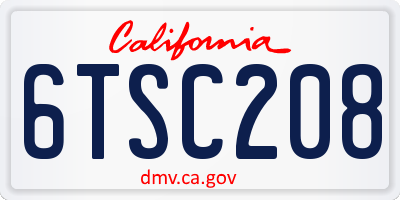 CA license plate 6TSC208