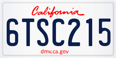 CA license plate 6TSC215