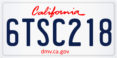 CA license plate 6TSC218