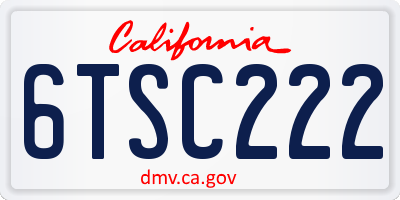 CA license plate 6TSC222