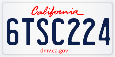 CA license plate 6TSC224