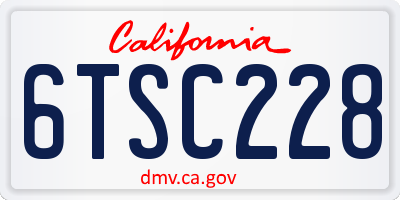 CA license plate 6TSC228