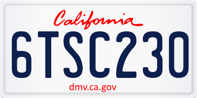 CA license plate 6TSC230