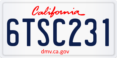 CA license plate 6TSC231
