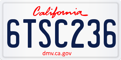 CA license plate 6TSC236