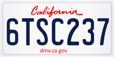 CA license plate 6TSC237