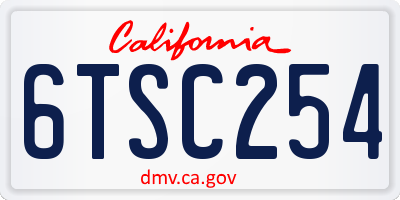 CA license plate 6TSC254
