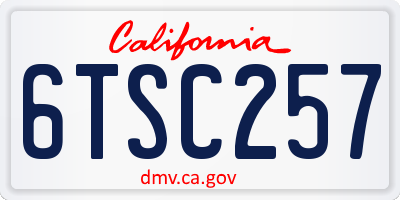CA license plate 6TSC257