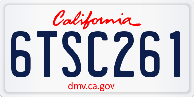 CA license plate 6TSC261