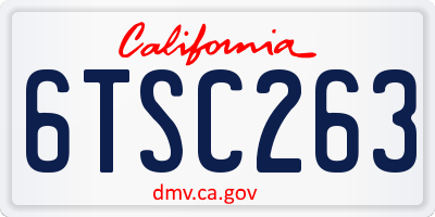 CA license plate 6TSC263
