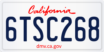 CA license plate 6TSC268