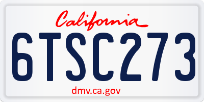 CA license plate 6TSC273
