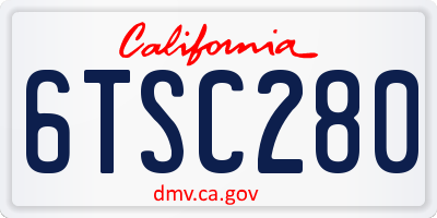 CA license plate 6TSC280