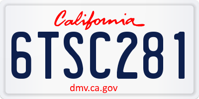CA license plate 6TSC281