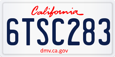 CA license plate 6TSC283