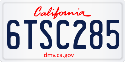 CA license plate 6TSC285