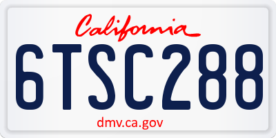 CA license plate 6TSC288