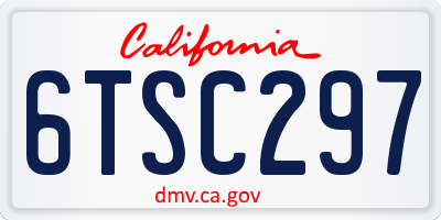 CA license plate 6TSC297