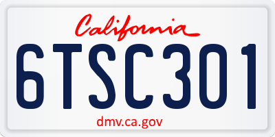 CA license plate 6TSC301