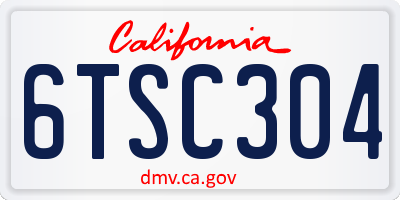 CA license plate 6TSC304